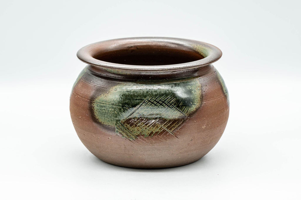 Japanese Kensui - Green Glazed Thumb Indented Water Bowl - 700ml