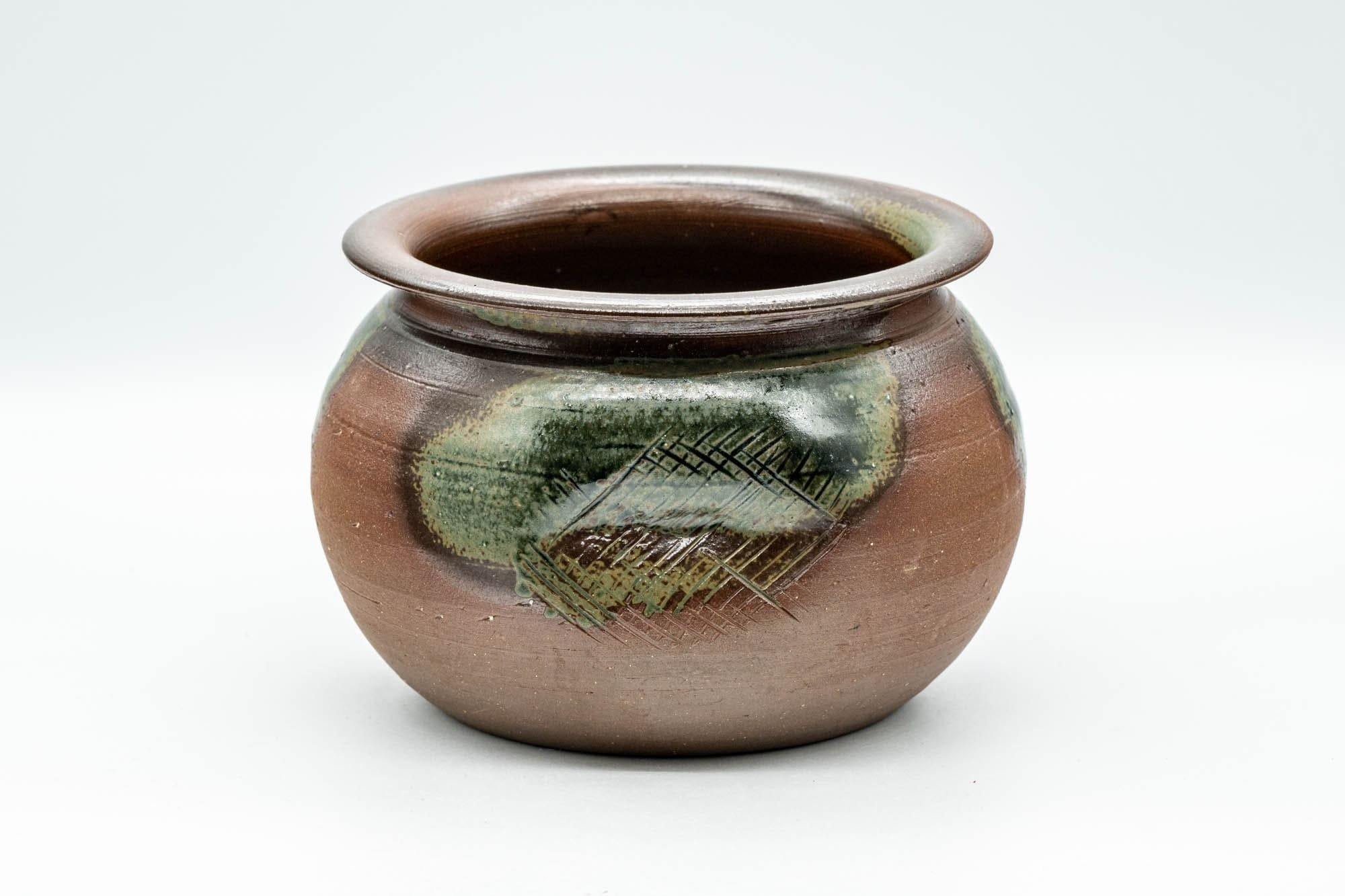 Japanese Kensui - Green Glazed Thumb Indented Water Bowl - 700ml