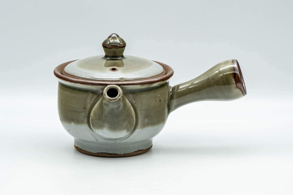Japanese Tea Set - Green Grey Do-ake Kyusu Teapot and 4 Yunomi Teacups