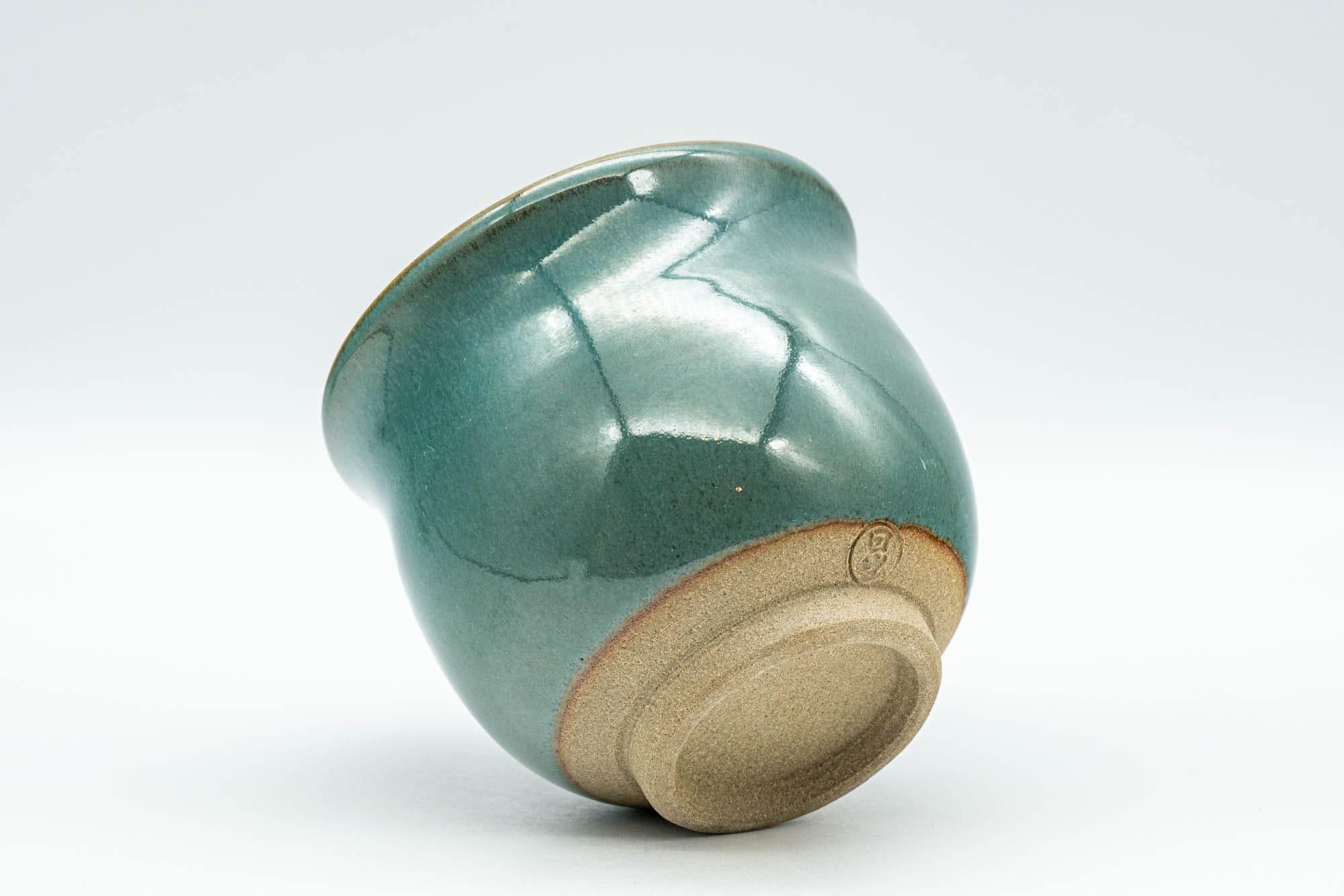 Japanese Teacup - Ceramic Fish Pet Green Glazed Yunomi - 150ml