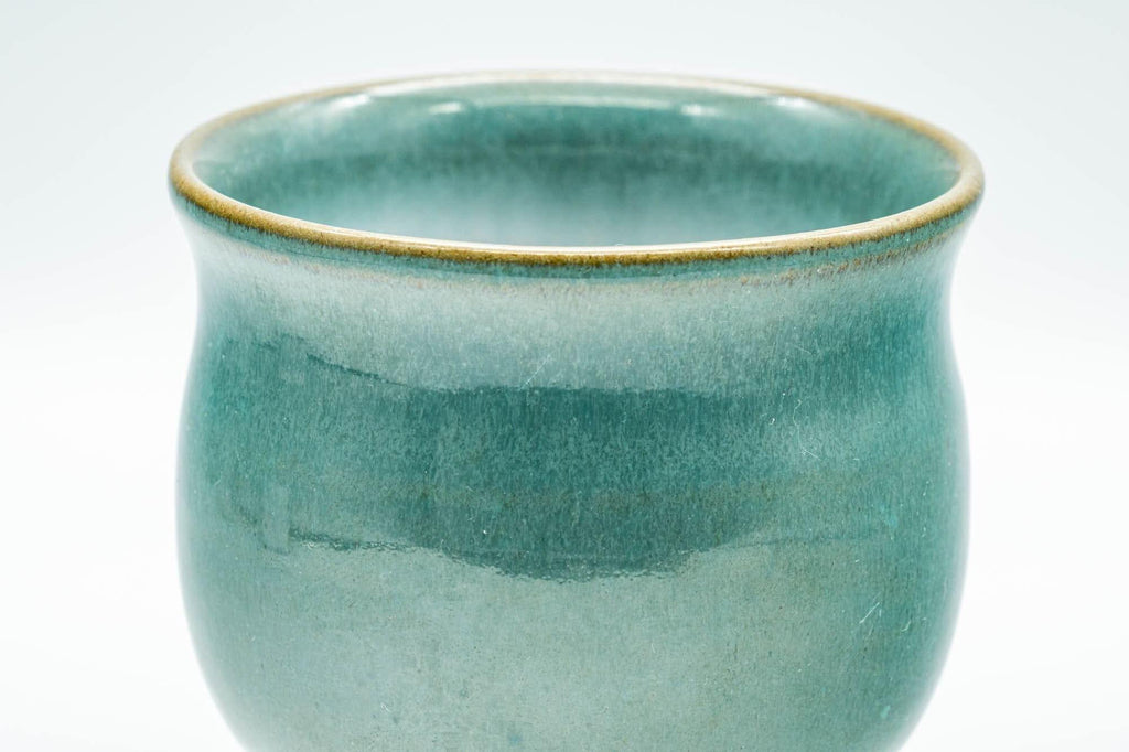 Japanese Teacup - Ceramic Fish Pet Green Glazed Yunomi - 150ml