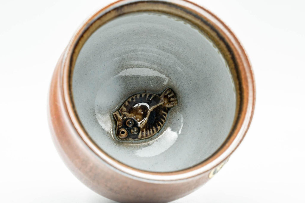 Japanese Teacup - Ceramic Fish Pet Brown Glazed Yunomi - 140ml