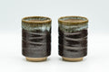 Japanese Teacups - Pair of Brown Drip-Glazed Yunomi - 140ml