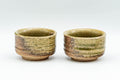 Japanese Teacups - Pair of Green Ash Glazed Shigaraki-yaki Guinomi - 40ml