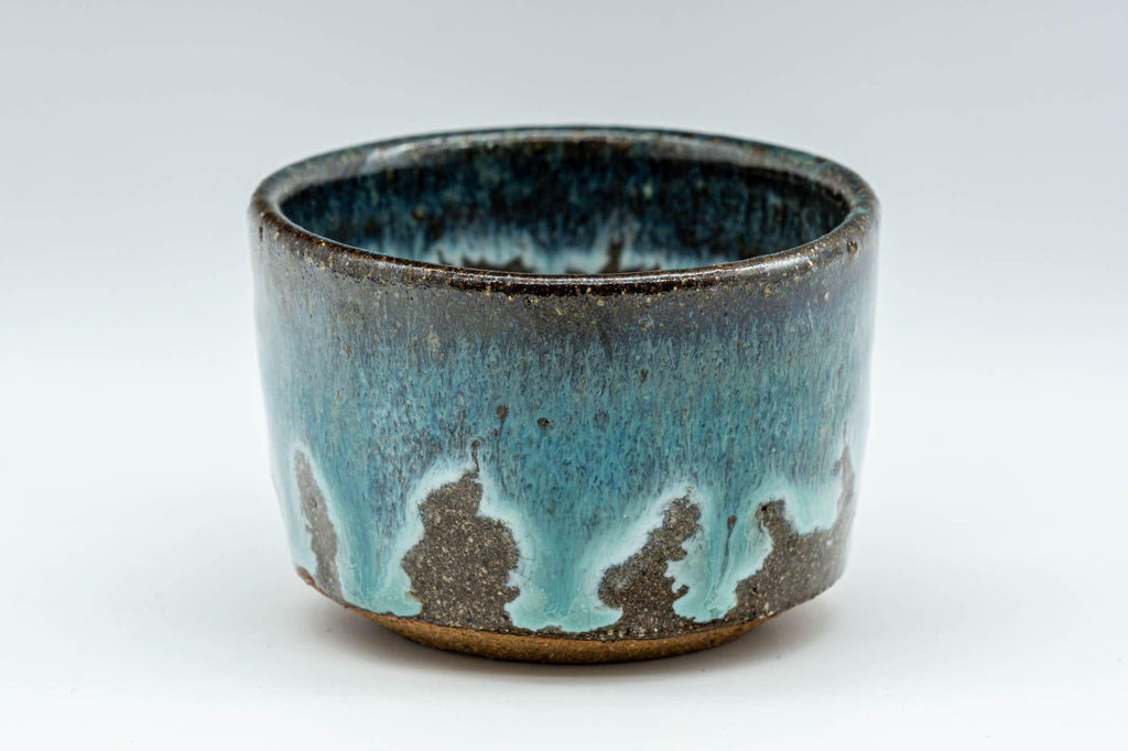 Japanese Teacups - Blue Turquoise Drip-Glazed Agano-yaki Yunomi - 100ml