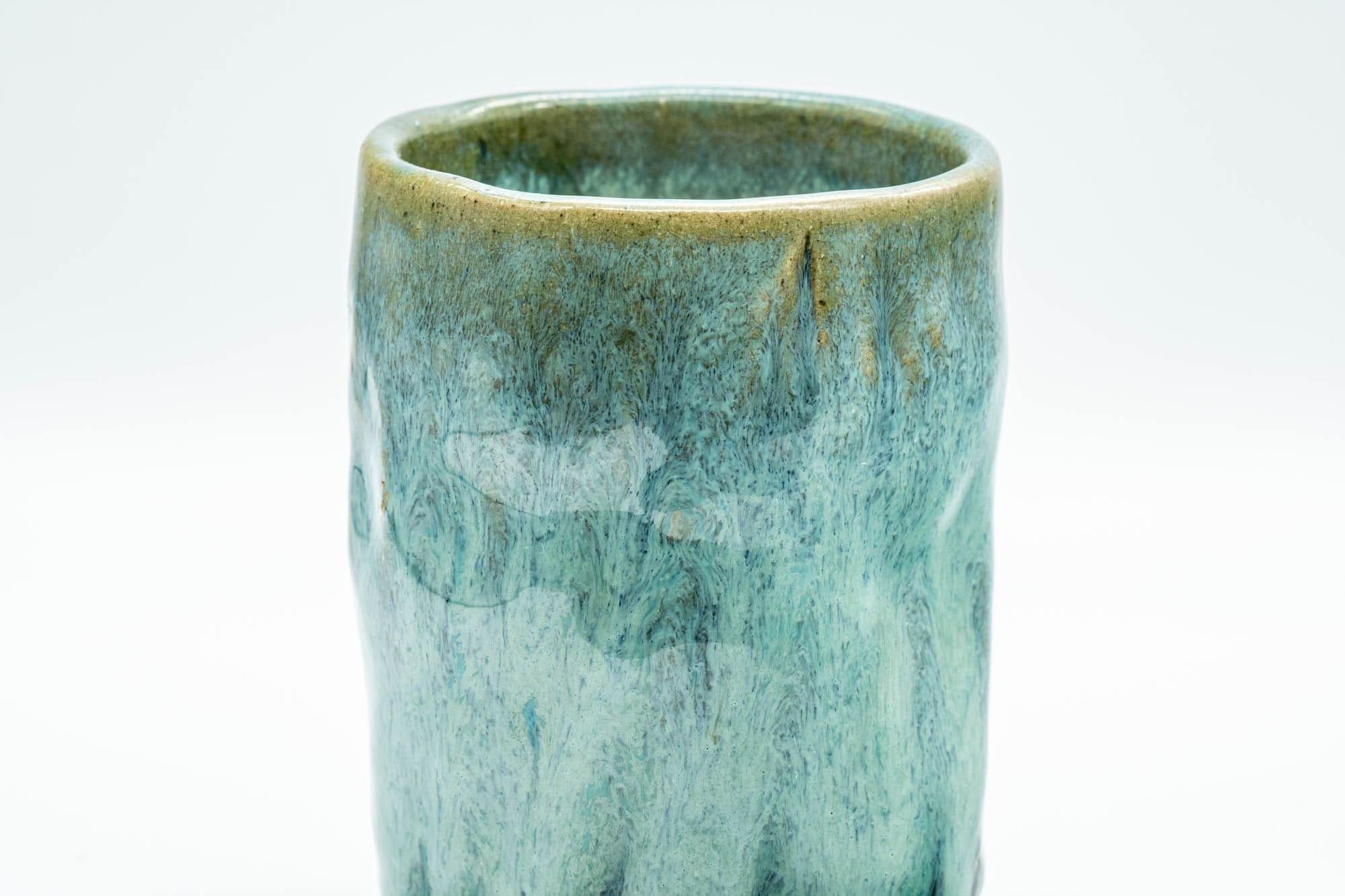 Japanese Teacup - Turquoise Indented Wabi-Sabi Yunomi - 160ml