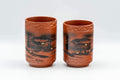Japanese Teacups - Pair of Mountainous Tokoname-yaki Meoto Yunomi