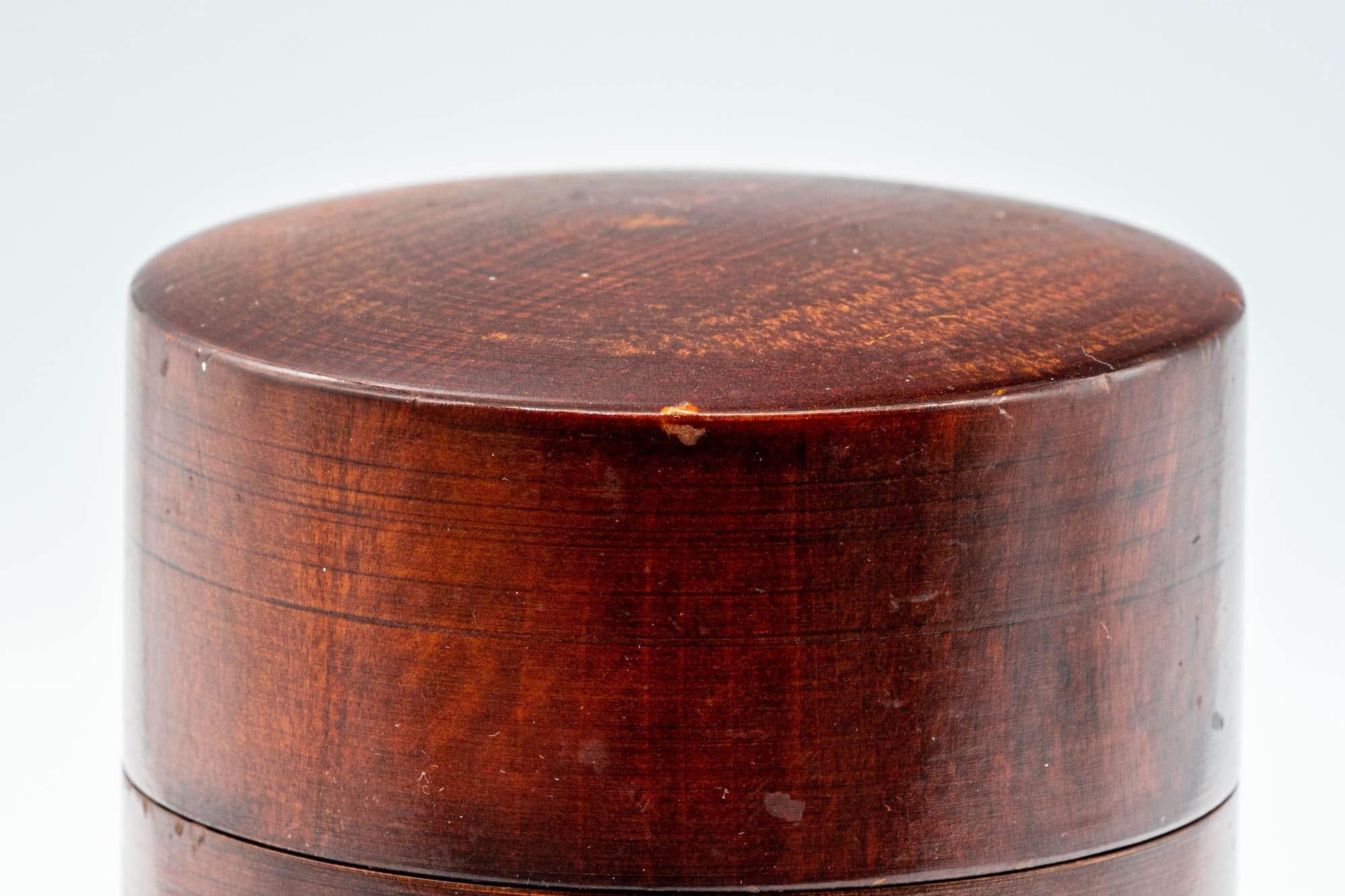 Japanese Chazutsu - Dark Red Wooden Tea Canister - 160ml