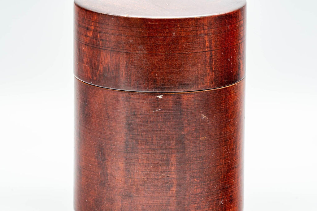 Japanese Chazutsu - Dark Red Wooden Tea Canister - 160ml