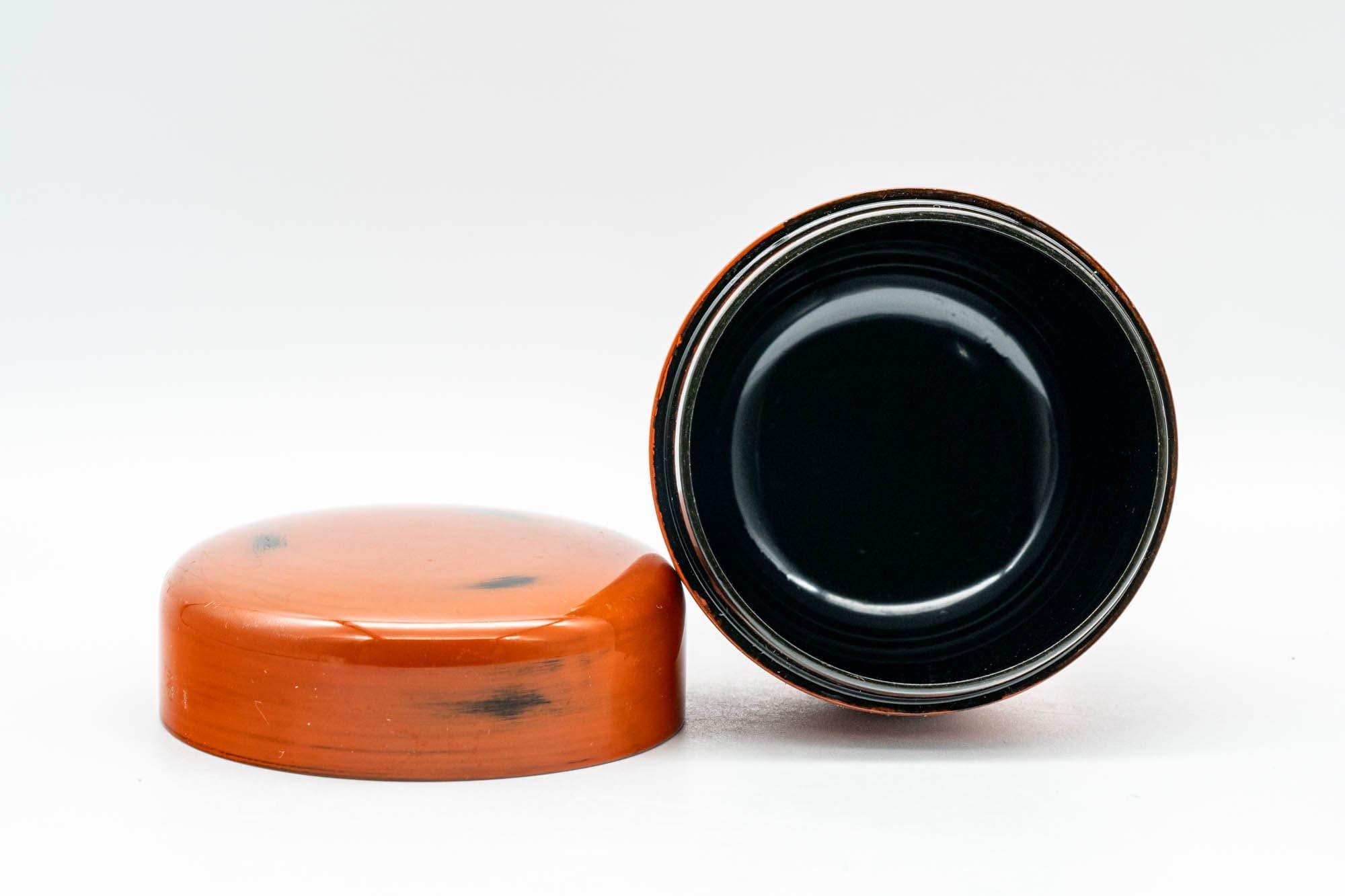 Japanese Natsume - Orange Black Negoro Matcha Tea Caddy - 100ml