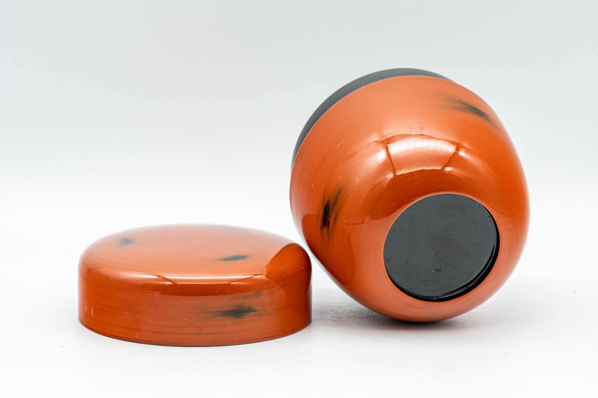 Japanese Natsume - Orange Black Negoro Matcha Tea Caddy - 100ml