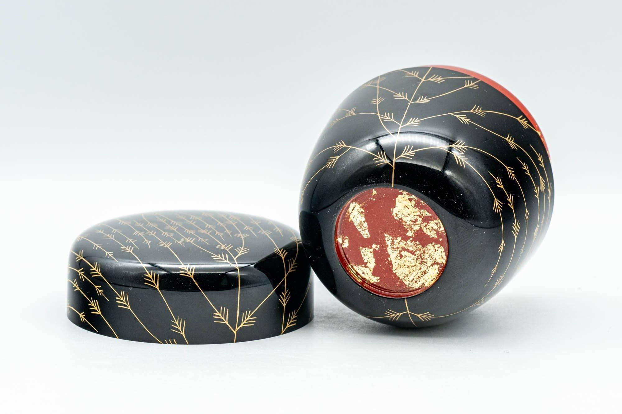Japanese Natsume - Black Gold Urushi Lacquer Matcha Tea Caddy - 100ml