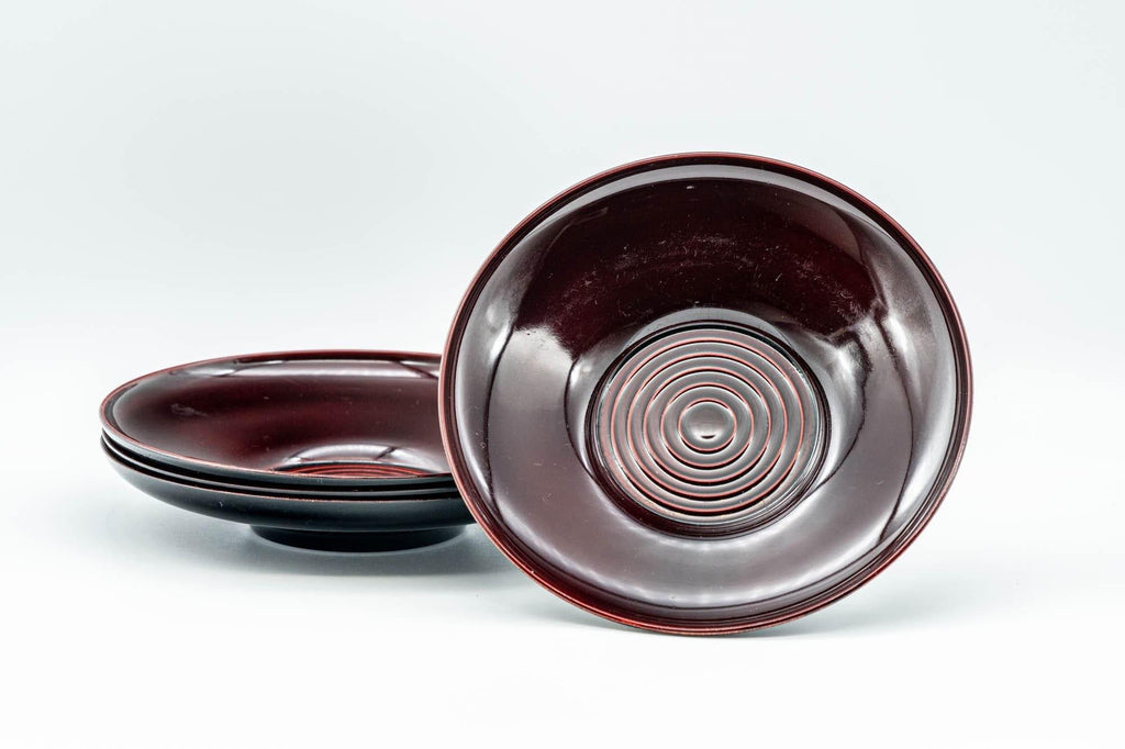 Japanese Chataku - Set of 4 Burgundy Red Plastic Tea Saucers