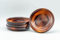 Japanese Chataku - Set of 4 Spiral Wooden Tea Saucers