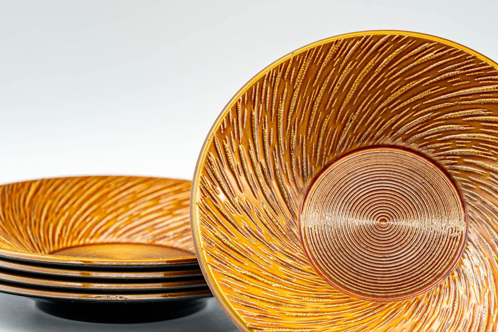 Japanese Chataku - Set of 5 Outward Spiral Plastic Tea Saucers