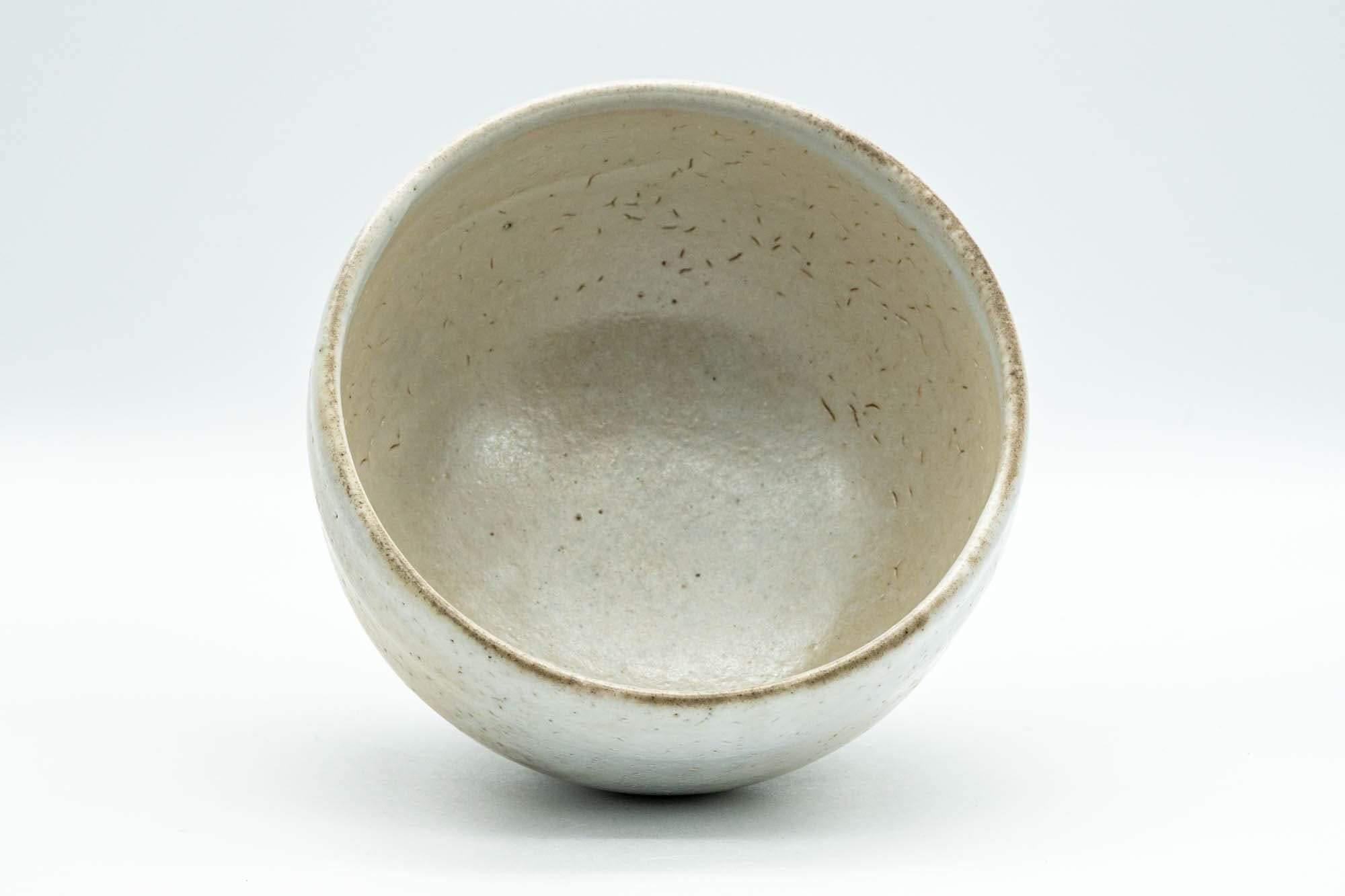 Japanese Matcha Bowl - White Textured Shino Drip-Glazed Wan-nari Chawan - 400ml