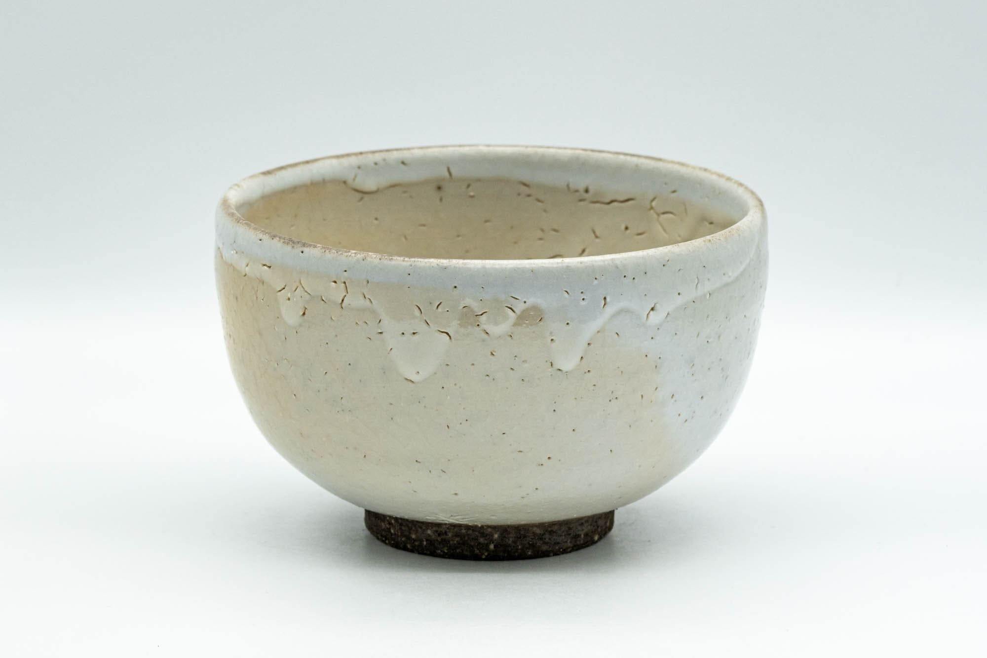 Japanese Matcha Bowl - White Textured Shino Drip-Glazed Wan-nari Chawan - 400ml