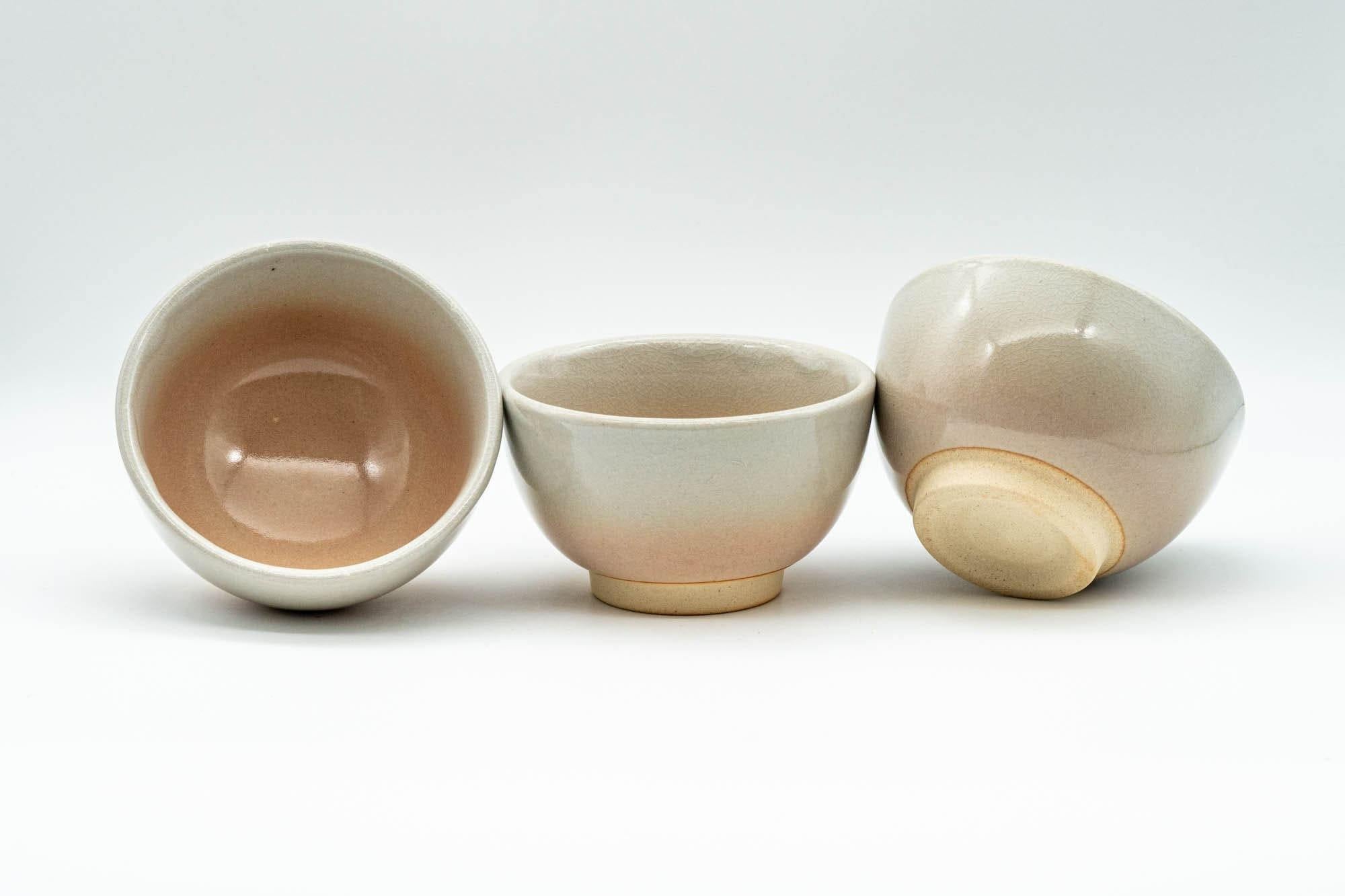 Japanese Teacups - Set of 3 Beige Glazed Hagi-yaki Yunomi - 120ml
