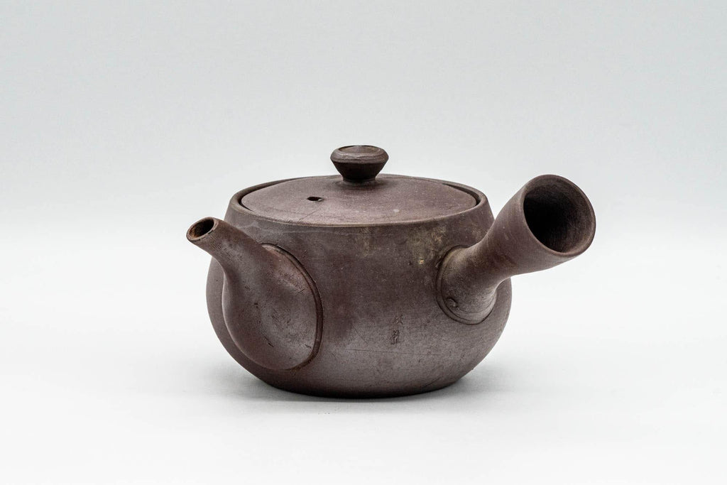 Japanese Kyusu - Engraved Geometric Banko-yaki Debeso Teapot - 200ml