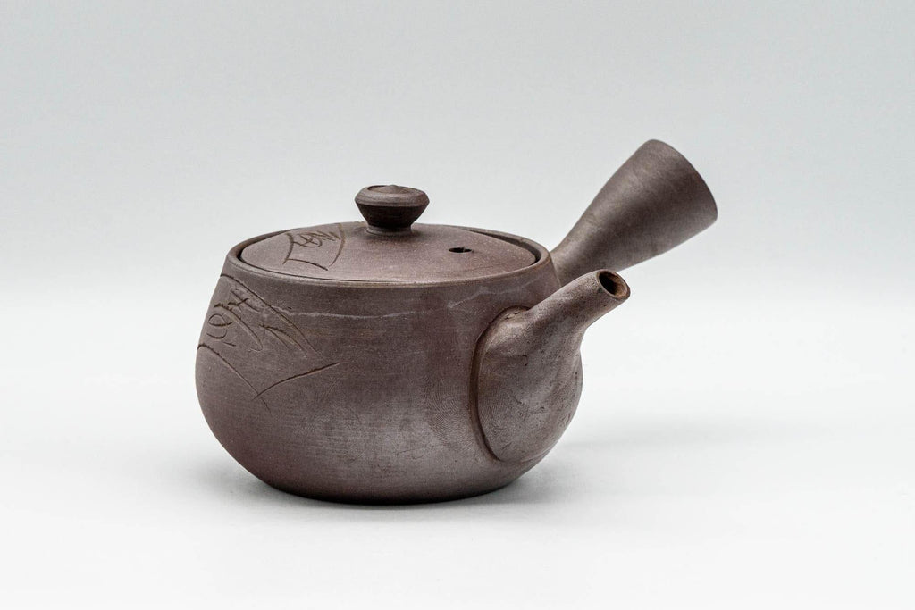 Japanese Kyusu - Engraved Geometric Banko-yaki Debeso Teapot - 200ml