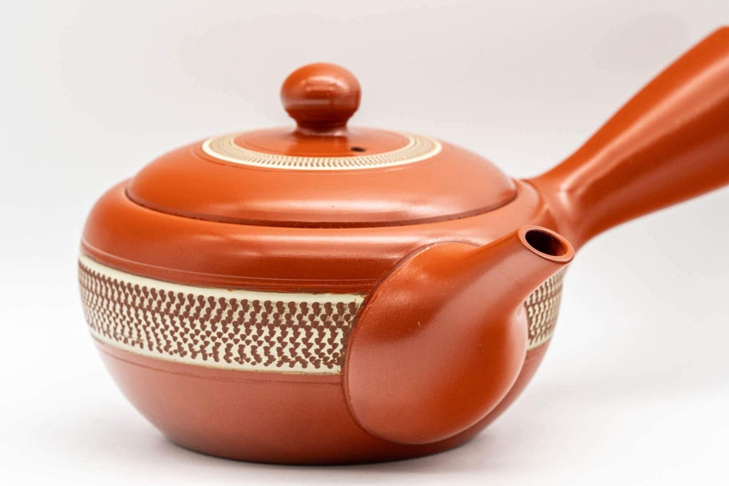 Japanese Kyusu - Engraved Yellow Striped Tokoname-yaki Teapot - 290ml