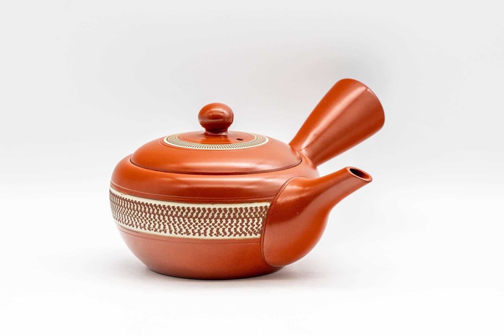 Japanese Kyusu - Engraved Yellow Striped Tokoname-yaki Teapot - 290ml