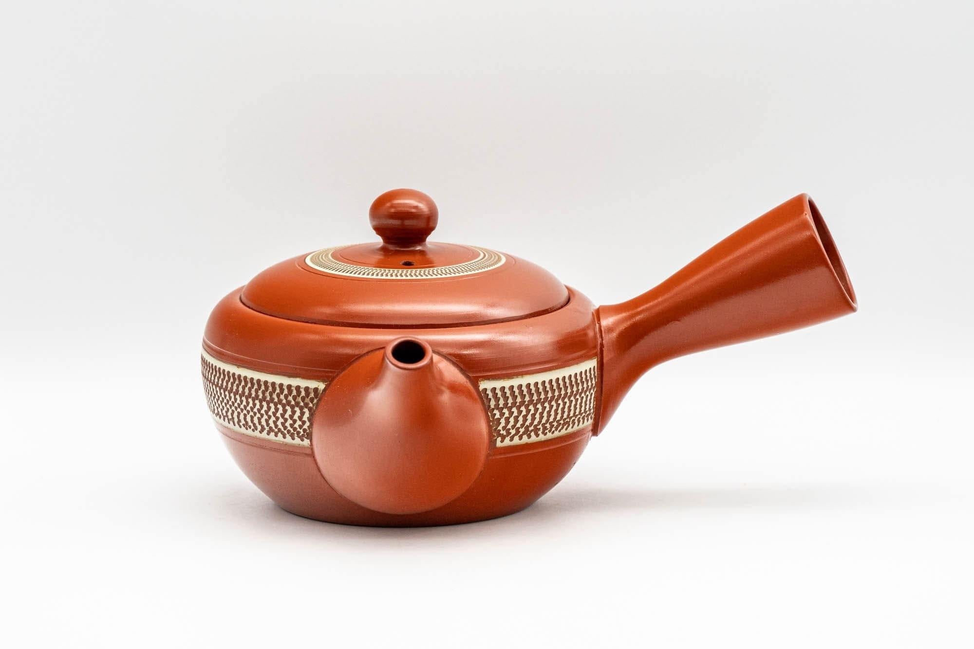 Japanese Kyusu - Engraved Yellow Striped Tokoname-yaki Teapot - 290ml