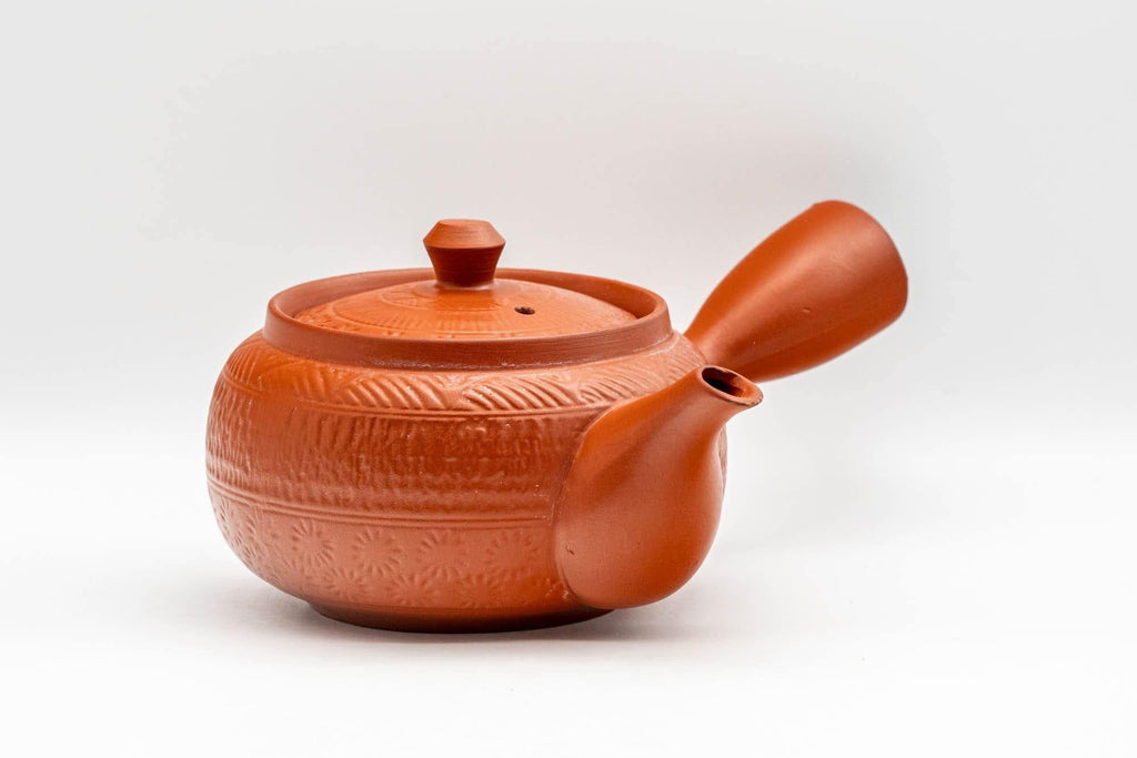 Japanese Kyusu - Floral Geometric Tokoname-yaki Teapot - 350ml