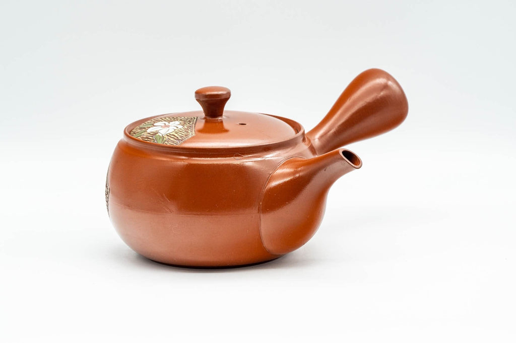 Japanese Kyusu - Floral Engraved Tokoname-yaki Debeso Teapot - 320ml