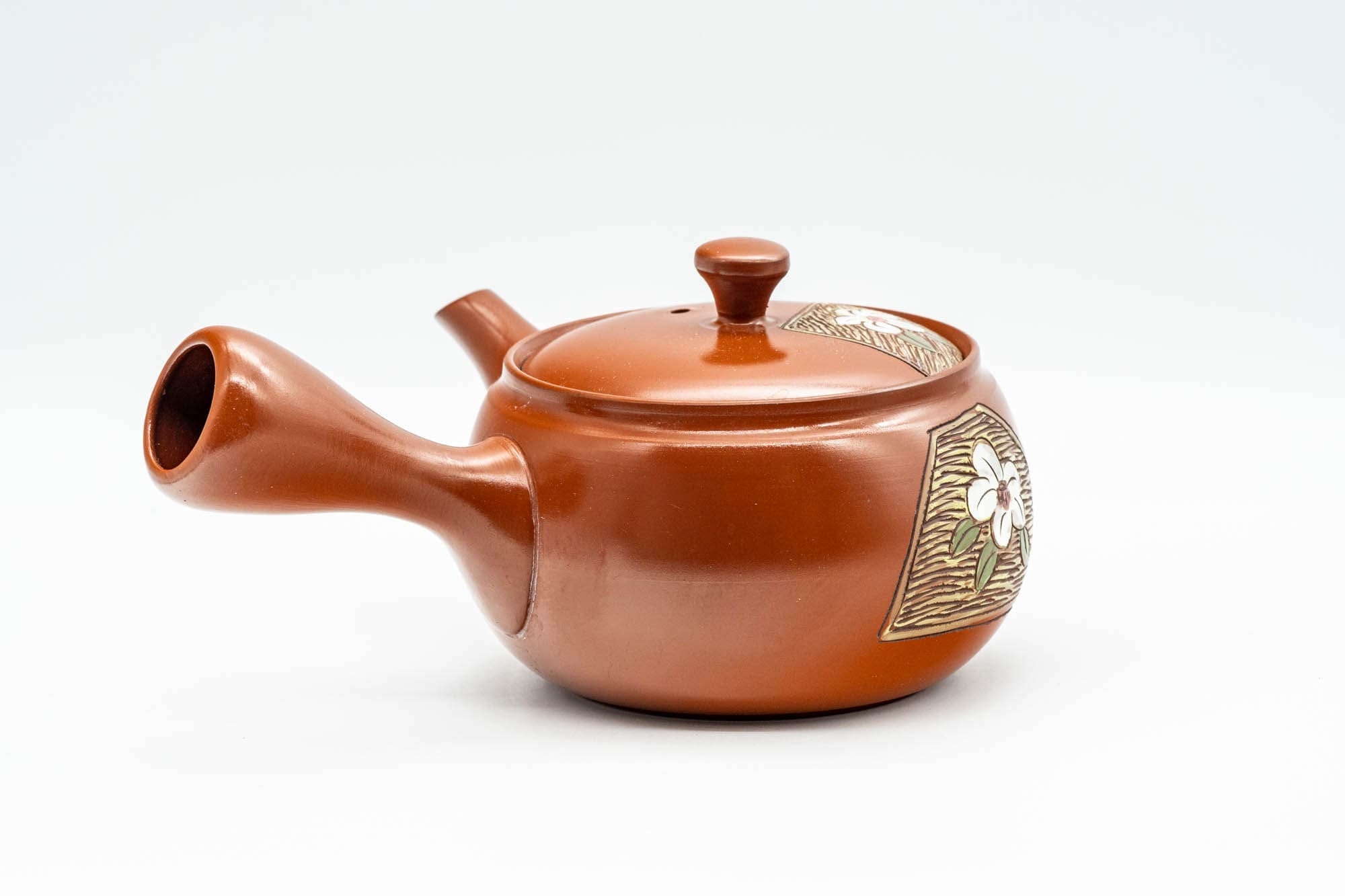 Japanese Kyusu - Floral Engraved Tokoname-yaki Debeso Teapot - 320ml