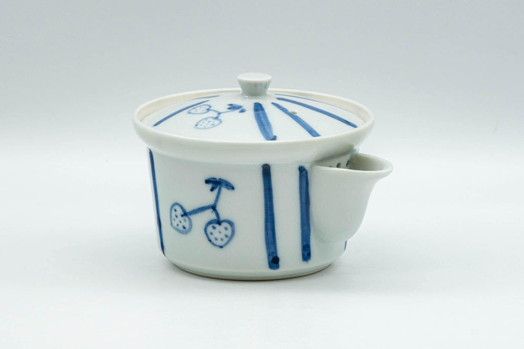 Japanese Houhin - Striped Blue White Porcelain Arita-yaki Teapot - 125ml
