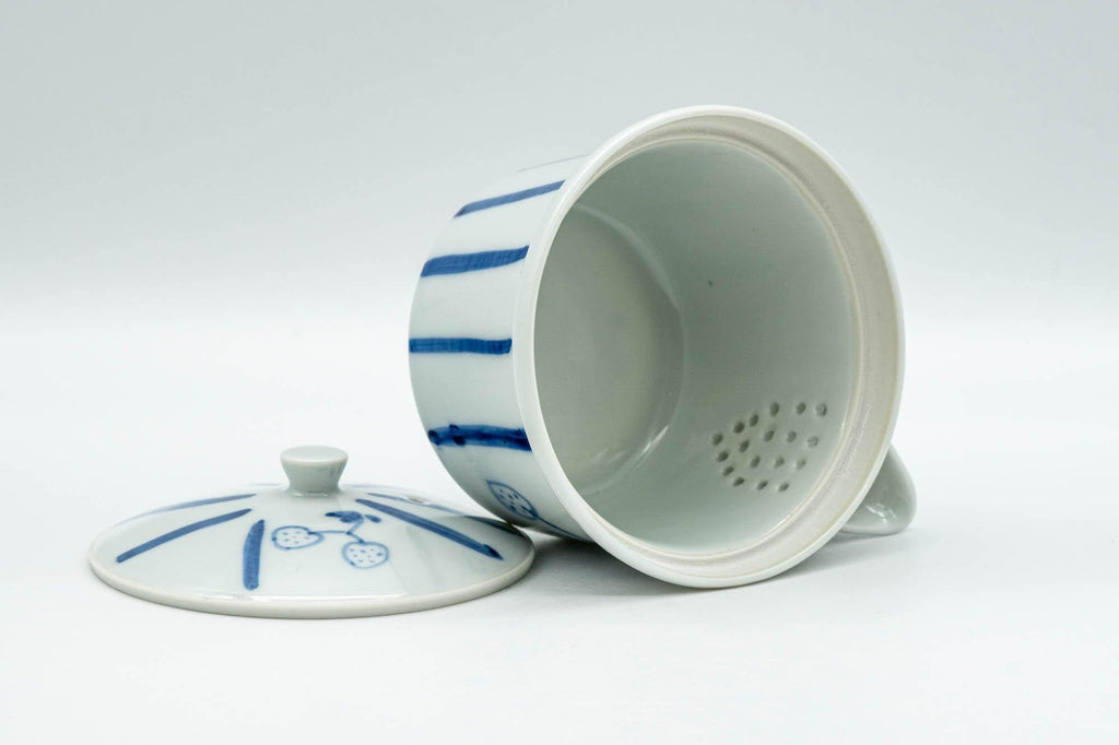 Japanese Houhin - Striped Blue White Porcelain Arita-yaki Teapot - 125ml