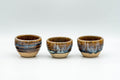 Japanese Teacups - Set of 3 Blue Drip-Glazed Guinomi - 25ml