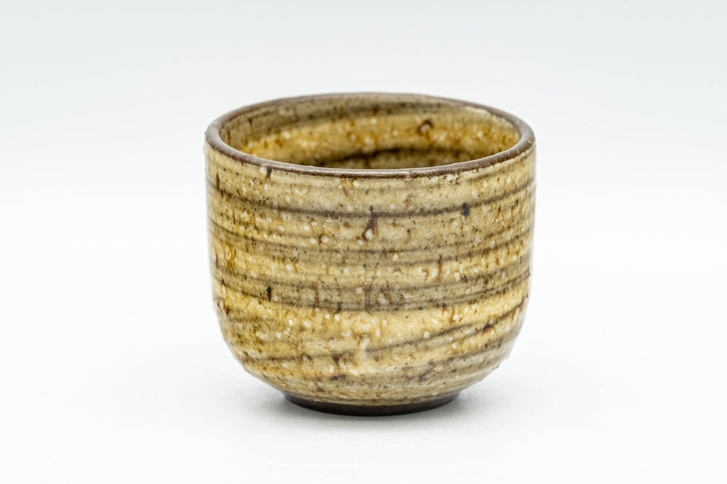 Japanese Teacups - Set of 3 Yellow Brown Striped Guinomi - 40ml