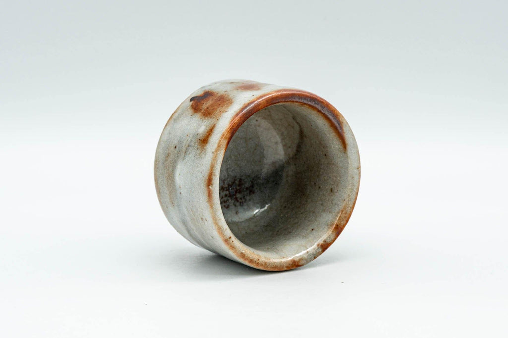 Japanese Teacup - Orange Milky White Shino Glazed Guinomi - 50ml