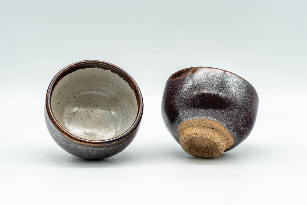 Japanese Teacups - Pair of Brown Tenmoku Glazed Guinomi - 40ml