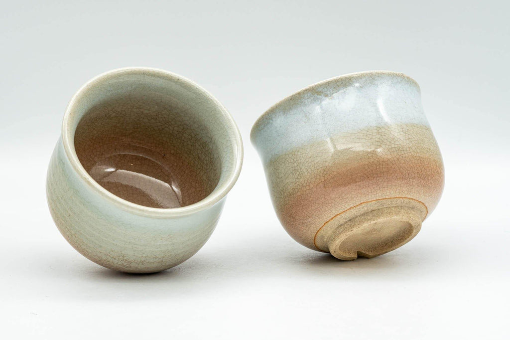 Japanese Teacups - Pair of 天鵬山 Tsubaki Kiln Hagi-yaki Yunomi - 130ml