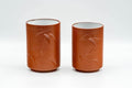 Japanese Teacups - Pair of Bamboo Striped White Glazed Tokoname-yaki Meoto Yunomi