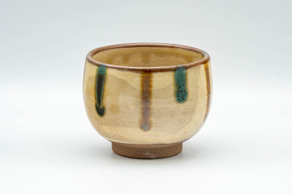 Japanese Teacup - Brown and Blue Striped Drip-Glazed Yunomi - 190ml