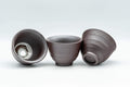 Japanese Teacups - Set of 3 White Spiral Banko-yaki Yunomi - 90ml