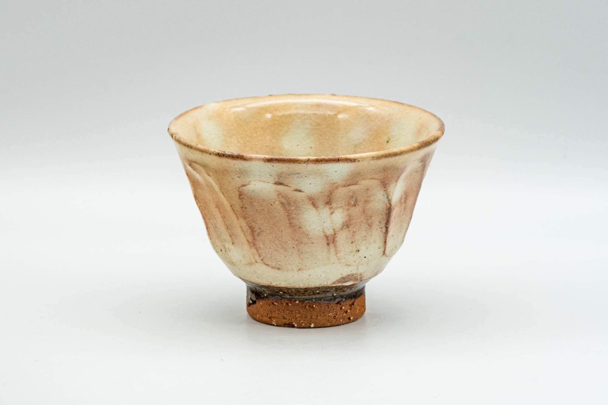 Japanese Teacups - Set of 3 Geometric Beige Glazed Hagi-yaki Yunomi - 110ml