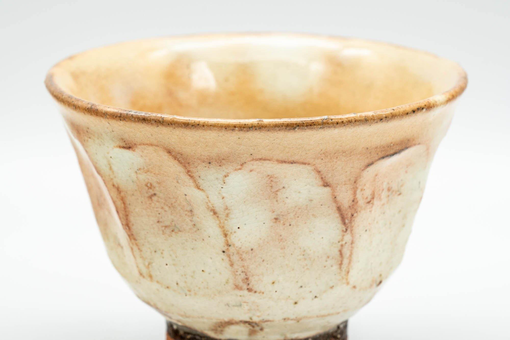 Japanese Teacups - Set of 3 Geometric Beige Glazed Hagi-yaki Yunomi - 110ml