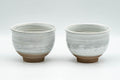 Japanese Teacups - Pair of Grey and White Glazed Spiral Yunomi - 180ml