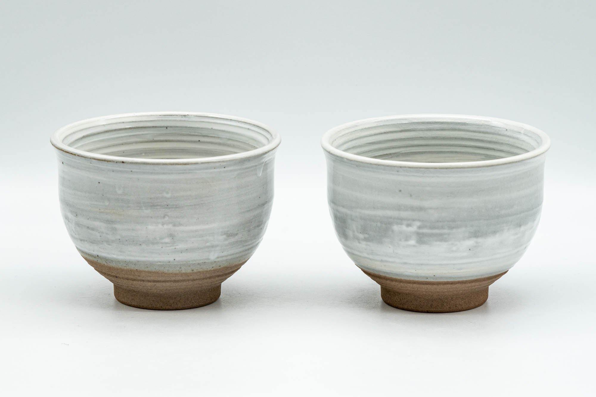 Japanese Teacups - Pair of Grey and White Glazed Spiral Yunomi - 180ml