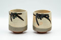 Japanese Teacups - Pair of Beige Sankaku-gata Triangular Yunomi - 200ml