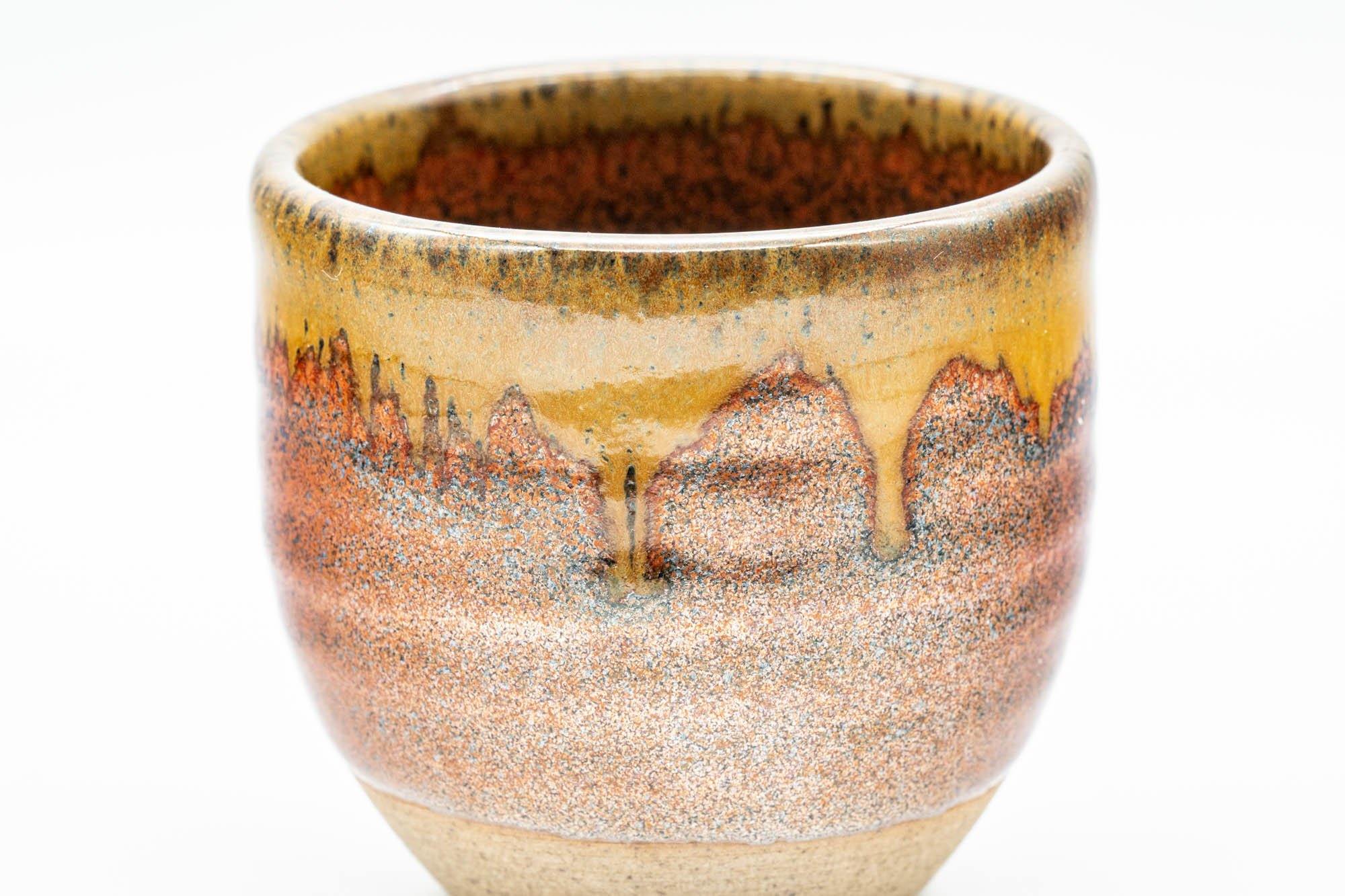 Japanese Teacups - Pair of Red Honey Drip-Glazed Yunomi - 90ml