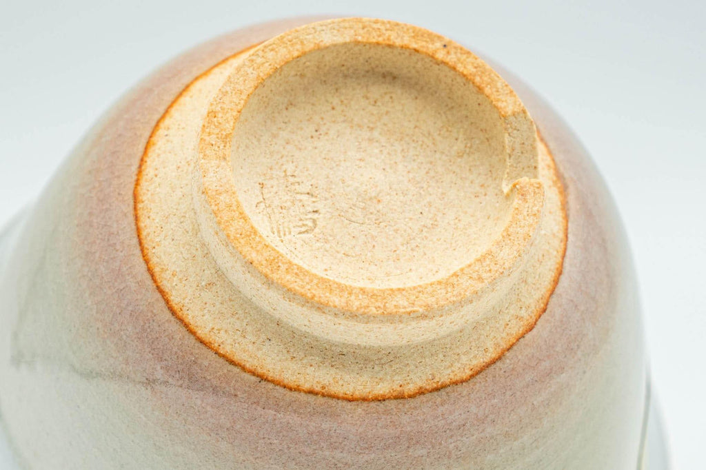 Japanese Teacup Set - 椿窯, 天鵬山 Tsubaki Kiln - 5 Beige and White Glazed Hagi-yaki Yunomi in Wooden Box - 75ml