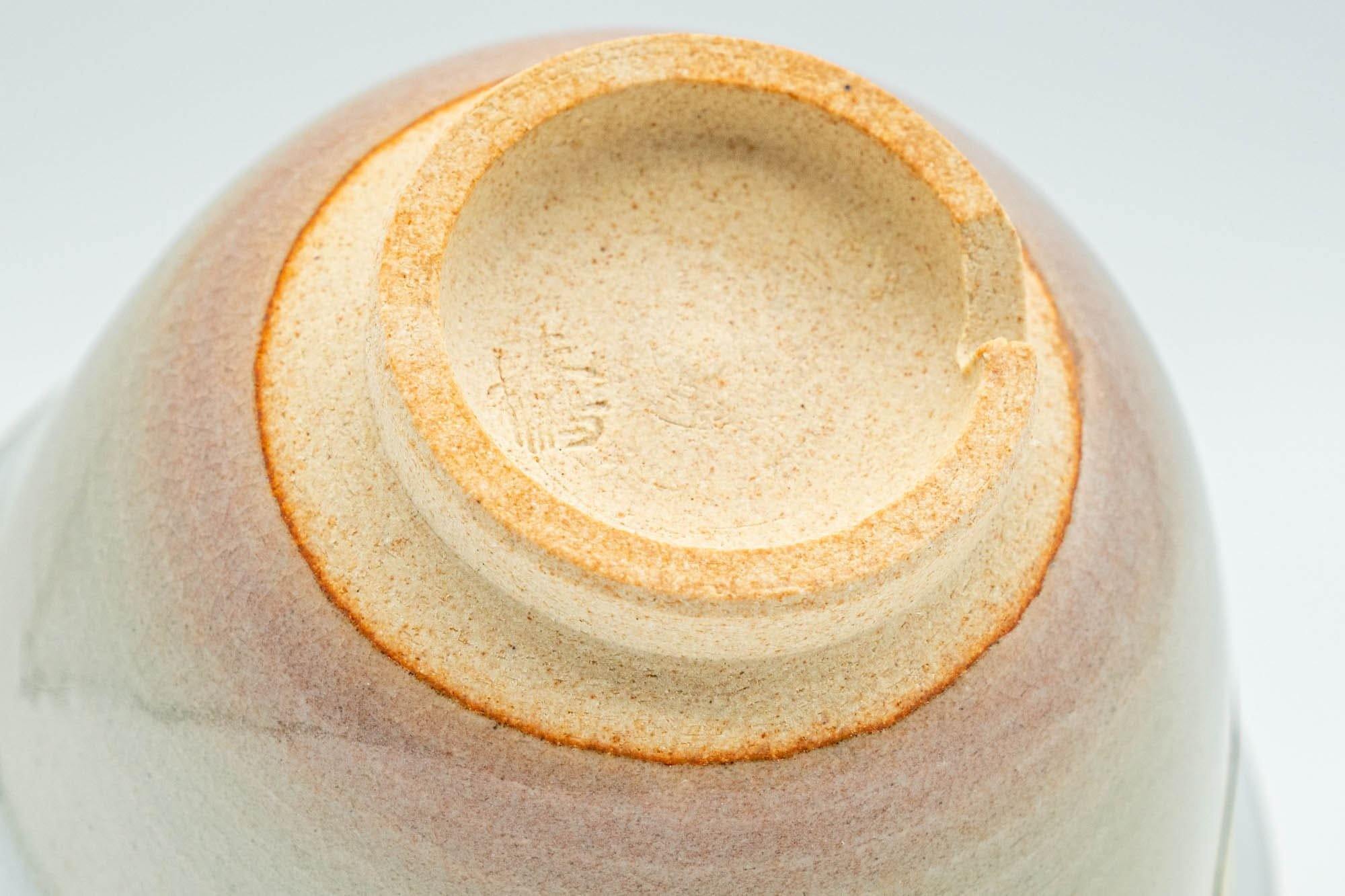 Japanese Teacup Set - 椿窯, 天鵬山 Tsubaki Kiln - 5 Beige and White Glazed Hagi-yaki Yunomi in Wooden Box - 75ml
