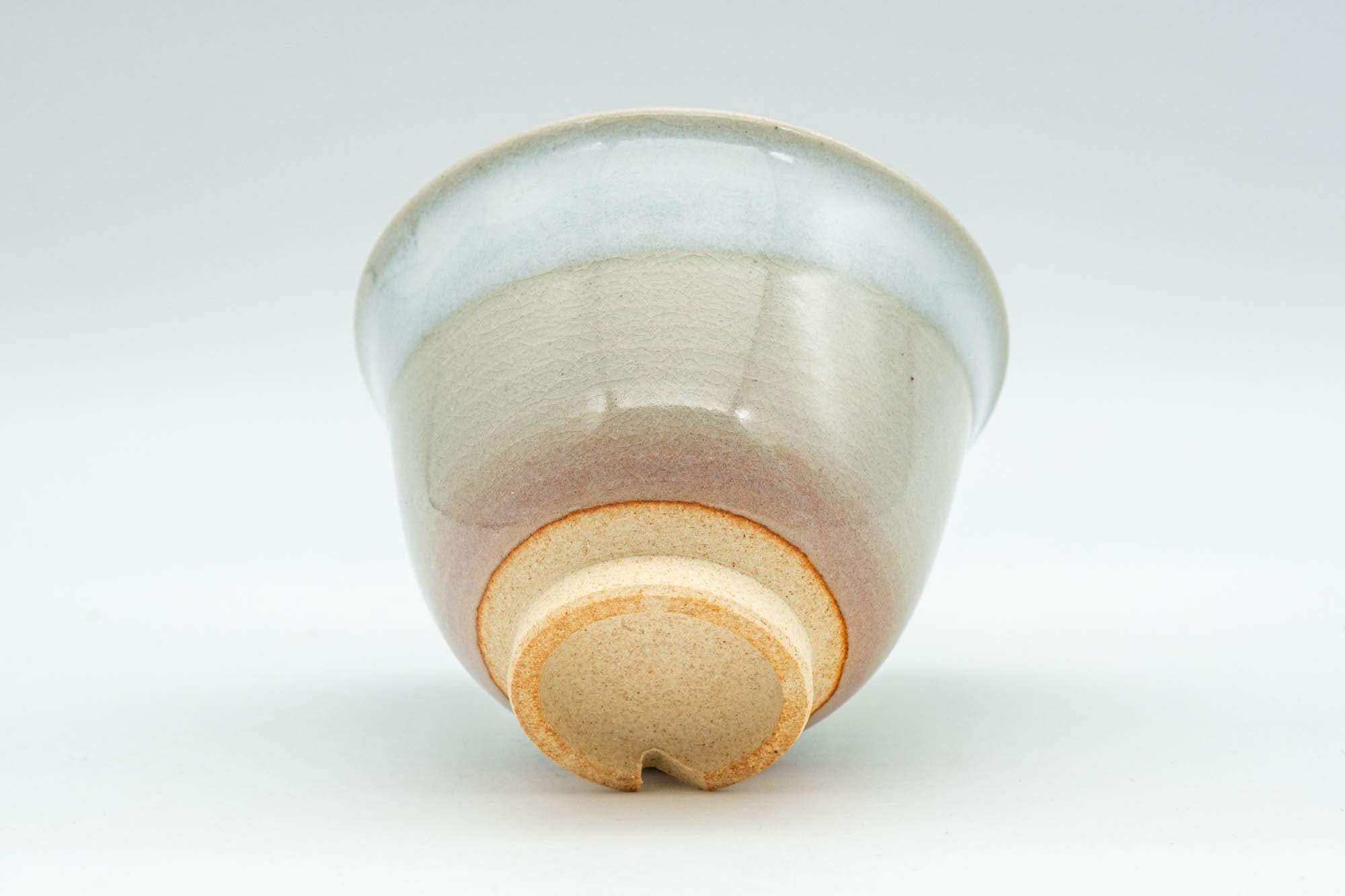 Japanese Teacup Set - 椿窯, 天鵬山 Tsubaki Kiln - 5 Beige and White Glazed Hagi-yaki Yunomi in Wooden Box - 75ml