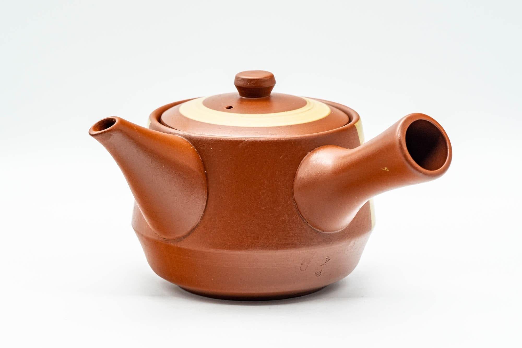Japanese Tea Set - Mountainous Tokoname-yaki Debeso Kyusu Teapot with 5 White Inner Glazed Yunomi Teacups